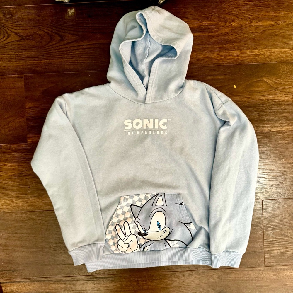 Sonic the Hedgehog Kids Hoodie Youth XL Blue Graphic Pullover Kangaroo Pocketβ - Picture 8 of 8